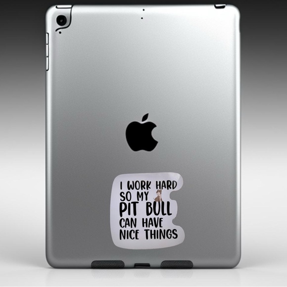 Pit Bull Sticker, Work Hard, Kawaii Decal Pittie APBT Bully, 4 pcs - Picture 4 of 6